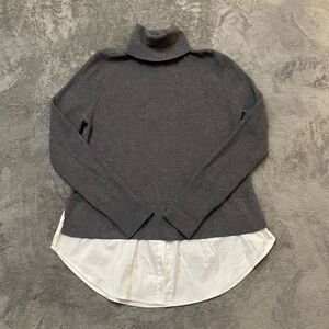 Ann Taylor Loft Layered Gray Turtleneck Sweater Size S Office Acedemia Preppy